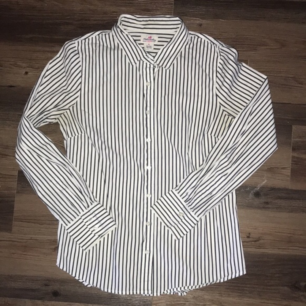 J. Crew button up, white w soft black stripe SM